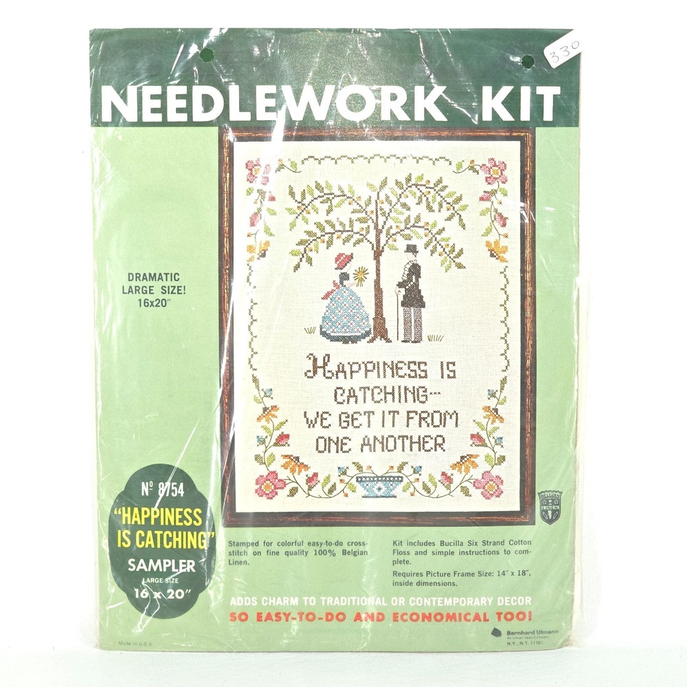 Bucilla Needlework Kit 8754 Happiness Is Catching Large Sampler 16x20 Cottage